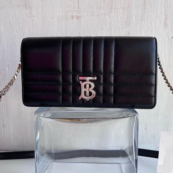 BURBERRY Lola Quilted Leather Wallet on a Strap- Black - Picture 3 of 12